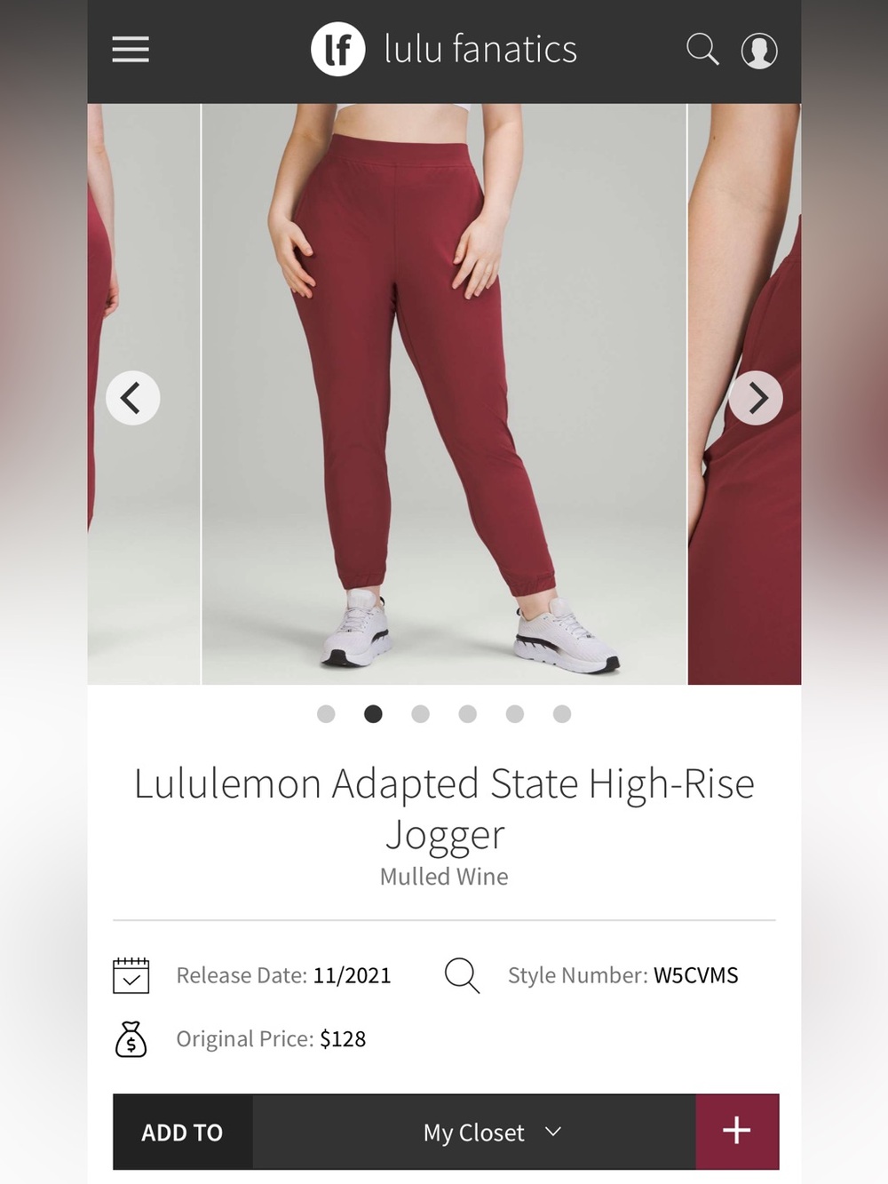 lululemon athletica Adapted State High-Rise Jogger - Mulled Wine
